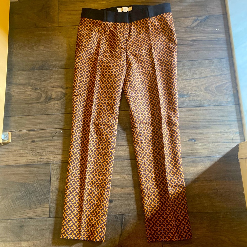 LOFT Orange & Black Print Ankle Pants